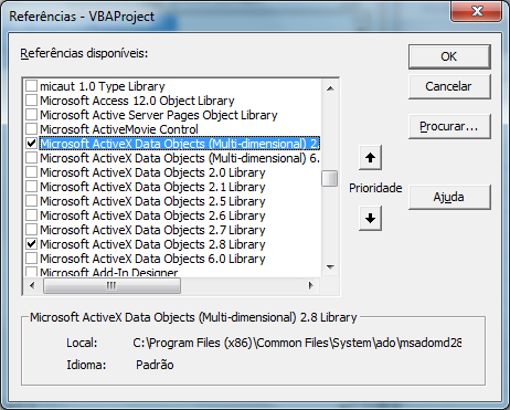 download microsoft activex data objects 2.8 library